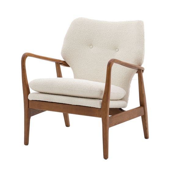 Hansen Cream Linen Retro Armchair Indigo Lounge