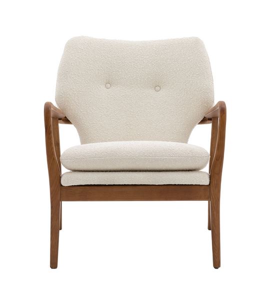 Hansen Cream Linen Retro Armchair Indigo Lounge