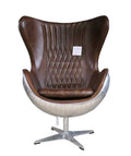 Aviator Aluminium Egg Chair - Distressed Brown Leather