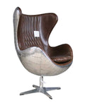 Aviator Aluminium Egg Chair - Distressed Brown Leather