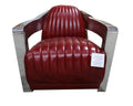 Aviator Luxury Distressed Leather Tub Chair - Vintage Red