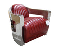 Aviator Luxury Distressed Leather Tub Chair - Vintage Red