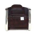 Aviator Pilot Leather & Aluminium Tub Chair - Tobacco Brown