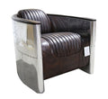 Aviator Pilot Leather & Aluminium Tub Chair - Tobacco Brown