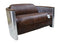 Aviator Pilot Distressed Leather & Aluminium Sofa - Brown