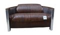 Aviator Pilot Distressed Leather & Aluminium Sofa - Brown