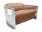 Aviator Pilot Distressed Leather & Aluminium Sofa - Tan Brown