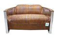 Aviator Pilot Distressed Leather & Aluminium Sofa - Tan Brown