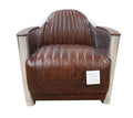 Aviator Distressed Leather Tub Chair - Brown