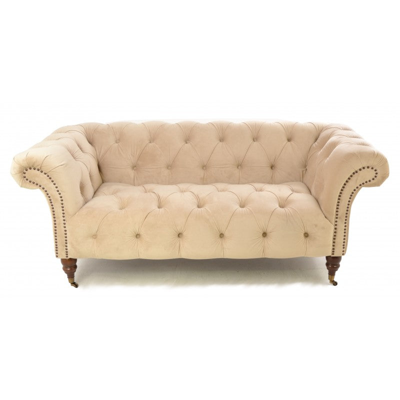 Ella Cream Velvet Chesterfield Velvet Sofa Indigo Lounge