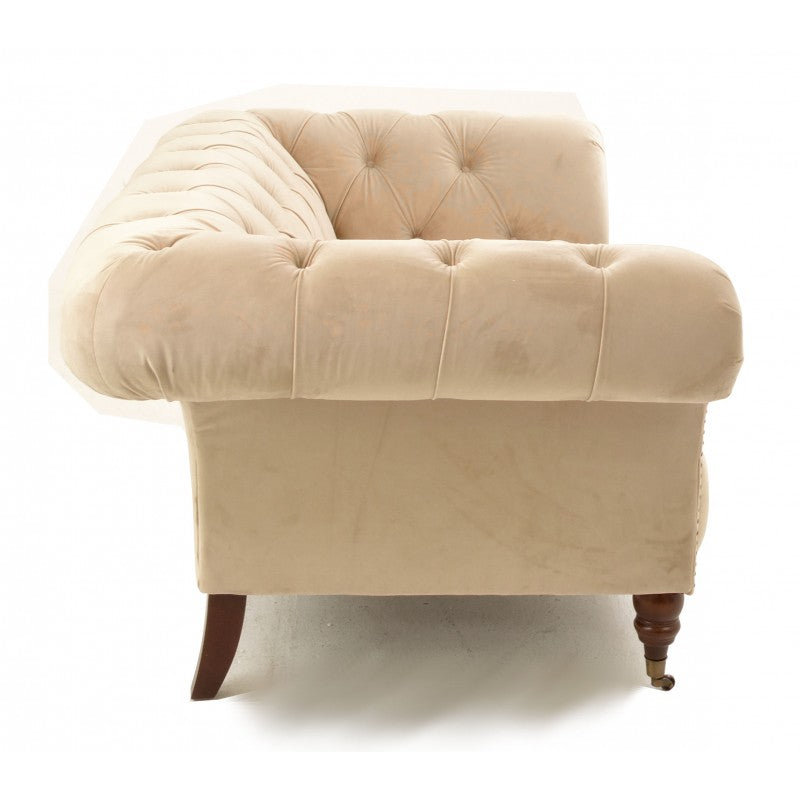 Ella Small Cream Velvet Chesterfield Sofa/Loveseat Indigo Lounge